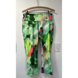 Athleta Wailea Chaturanga yoga tight, Size L Green Pink Paradise (101142)